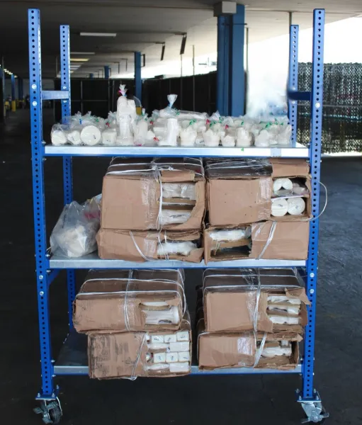 CBP officers seized 570.79 pounds of methamphetamine within a commercial consignment at World Trade Bridge