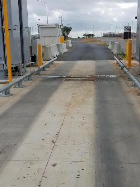 North-facing view of a lane outside the World Trade Bridge import lot constructed under the Donations Acceptance Program with CBP,  City of Laredo and GSA.