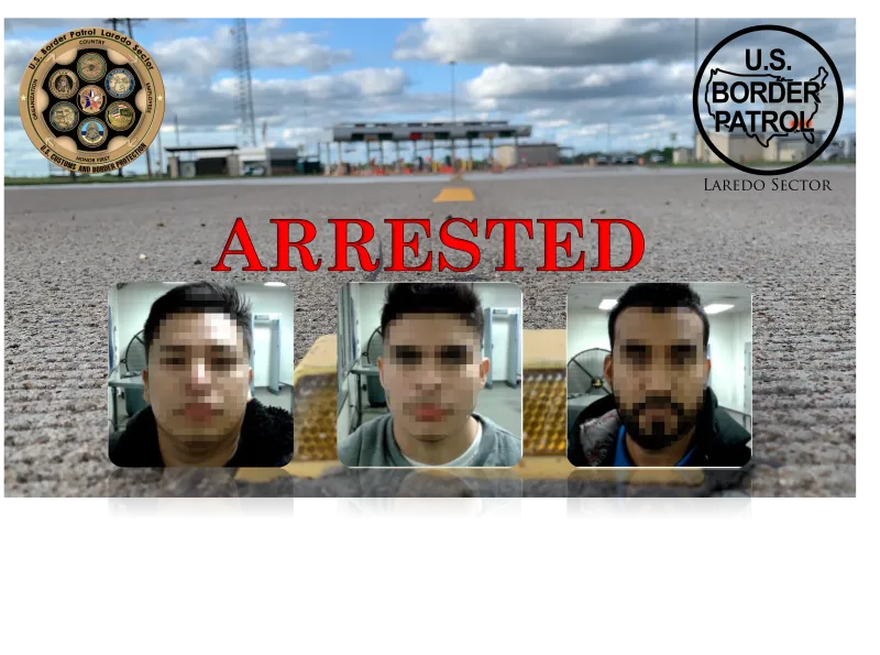 Poster showing three imposters discovered within a commercial bus at Interstate 35 Border Patrol checkpoint