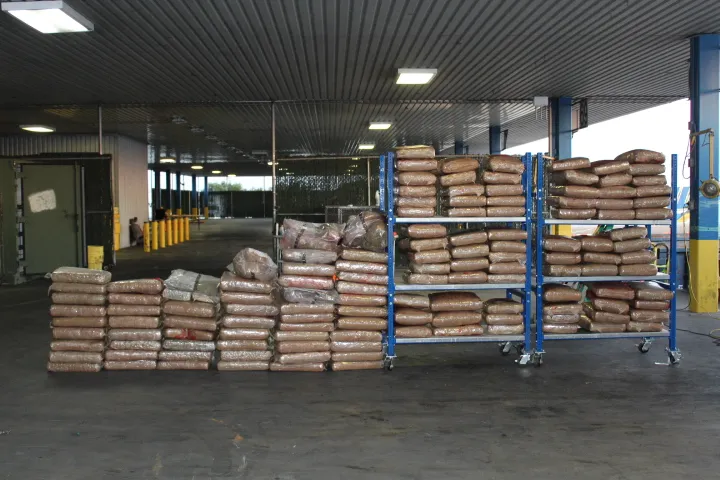 Packages containing nearly 1,563 pounds of marijuana seized by CBP officers at World Trade Bridge