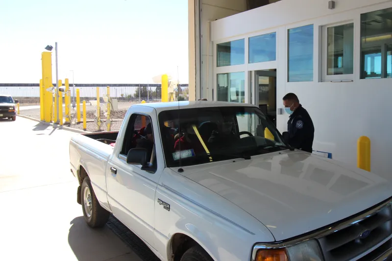 CBP Officer processing arriving traveler at the Antelope Wells crossing Nov. 29, 2021.