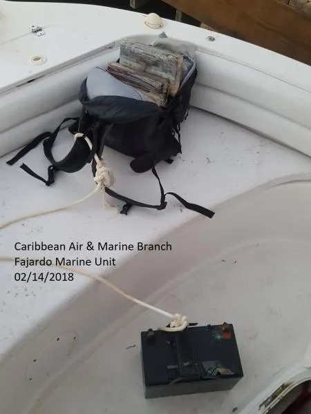 A Backpack filled with cocaine bricks found inside the private vessel.