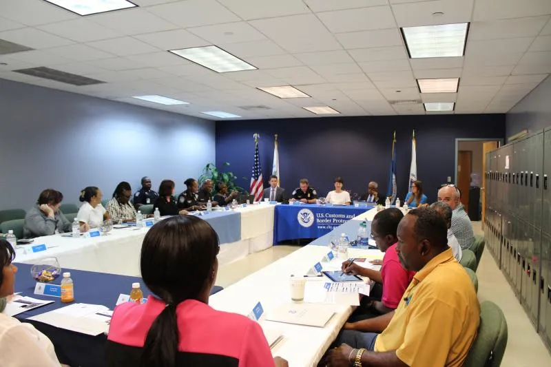 EAC Brenda Smith and the San Juan Field Office staff meet with Virgin Islands trade in Charlotte Amalie.  