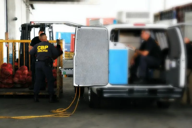 CBP officers conduct inspection operations in Miami.