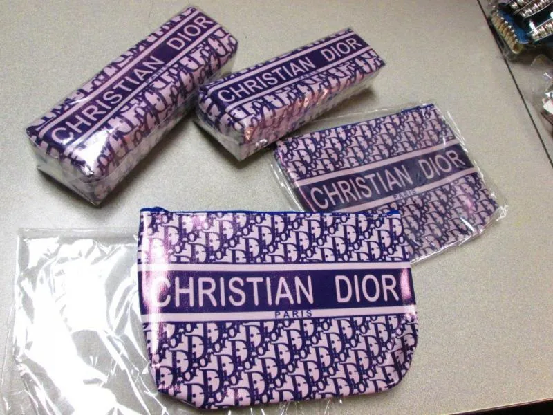 Image of counterfeit Christian Dior handbags seized by CBP.