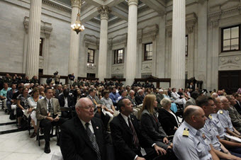 Photo of crowd at the New Orleans Custom House Rededication Ceremony