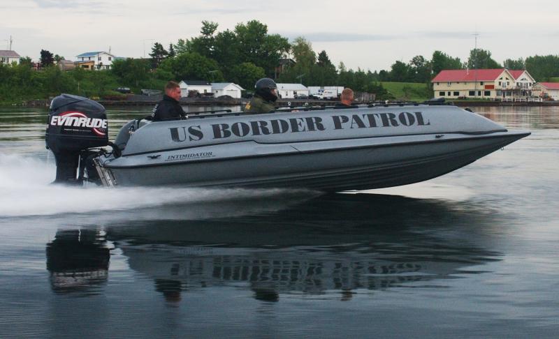 U.S. Border Patrol agents patrol the border along the Saint Lawrence River near Massena.