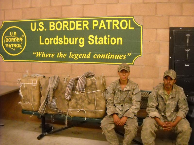 Smuggler dressed in camoflauge clothing attempt to evade Border Patrol.