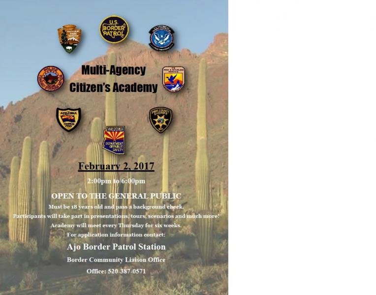 Various agencies are representing themselves within the upcoming Citizen's Academy in Ajo, Ariz. 