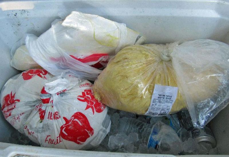Officers at the Port of San Luis discovered two packages of unreported U.S. currency hidden within frozen packages of tortilla dough