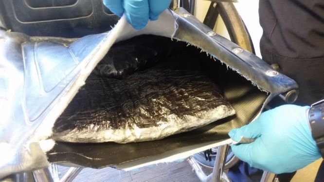 Officers at the Port of Nogales seized meth that was concealed inside of a wheelchair seat