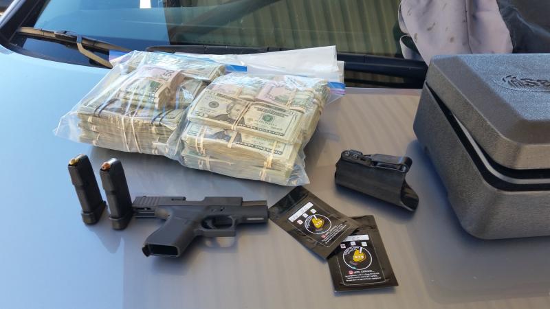 Agents in Blythe, Calif. arrested the driver of a vehicle which was determined to contain a loaded firearm as well as drug and cash