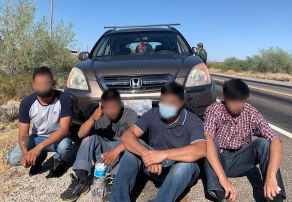 Agents seized four illegal aliens from a vehicle, on Wednesday