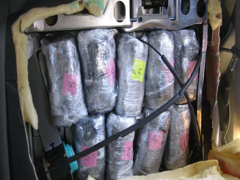 Officers at the Mariposa crossing seized more than 38 pounds of meth on Sunday, from within a smuggling vehicle.