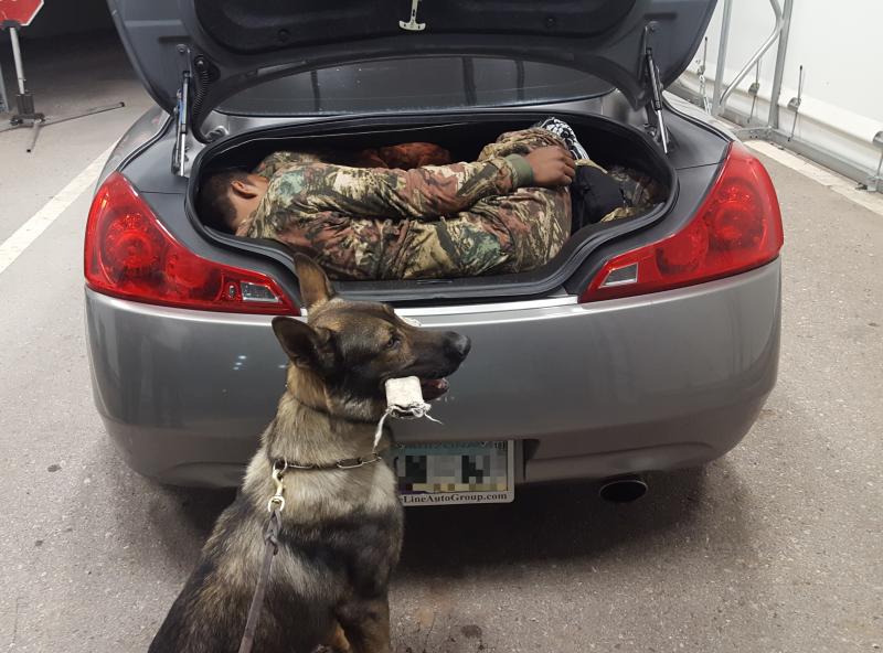 Agents at the SR90 immigration checkpoint discovered two illegal aliens inside of the trunk of a vehicle