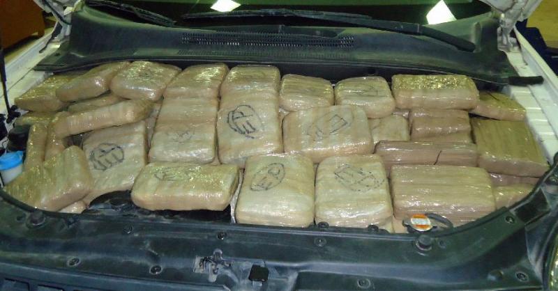 Officers at the Port of Douglas seized more than 150 packages of marijuand from throughout a smuggling vehicle