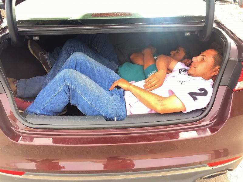 Agents discovered three illegal aliens inside the trunk of a smuggling vehicle