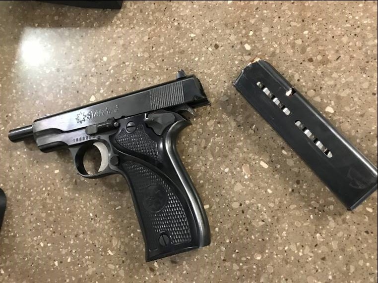 Agents seized a loaded .380-caliber pistol.