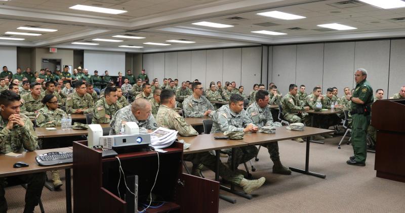 Deputy Chief Patrol Agent Matthew J. Hudak, welcomes National Guard personnel who arrived at U.S. Border Patrol Del Rio Sector.