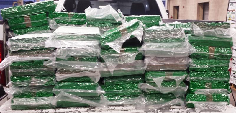 Packages containing 4,064 pounds of marijuana seized by CBP officers at Pharr International Bridge