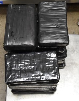Packages containing 50.75 pounds of cocaine seized by CBP officers at Brownsville Port of Entry