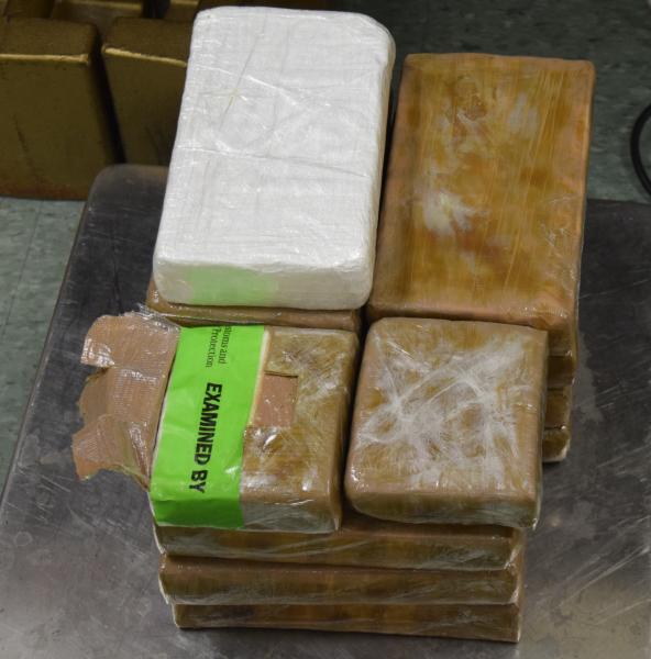 Packages containing nearly 32 pounds of cocaine seized by CBP officers at Brownsville Port of Entry.
