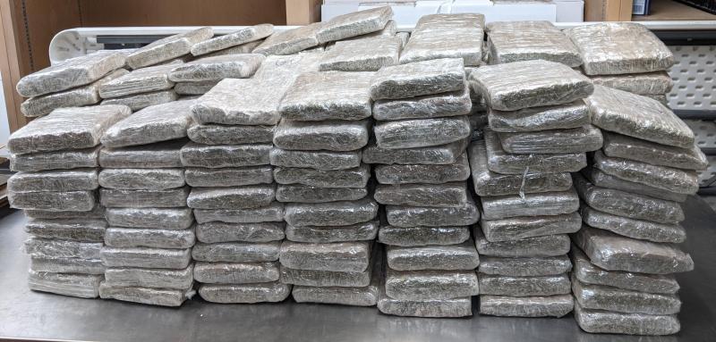 Packages containing 285 pounds of marijuana seized by CBP officers at Colombia-Solidarity Bridge