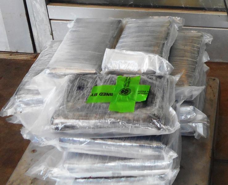 Packages containing 38 pounds of cocaine seized by CBP officers at Rio Grande City Port of Entry