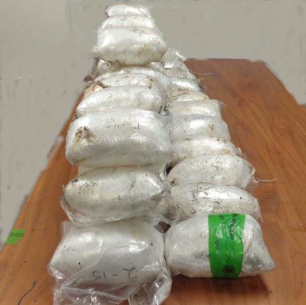 Packages containing 114 pounds of methamphetamine seized by CBP officers at Hidalgo International Bridge
