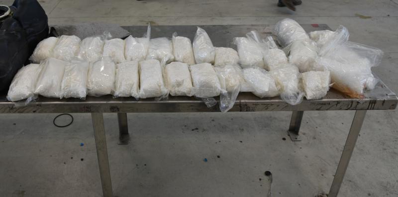 Packages containing 55 pounds of methamphetamine seized by CBP officers at Juarez-Lincoln Bridge.