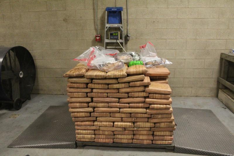 Packages containing 1,241 pounds of marijuana seized by CBP officers at Pharr International Bridge.