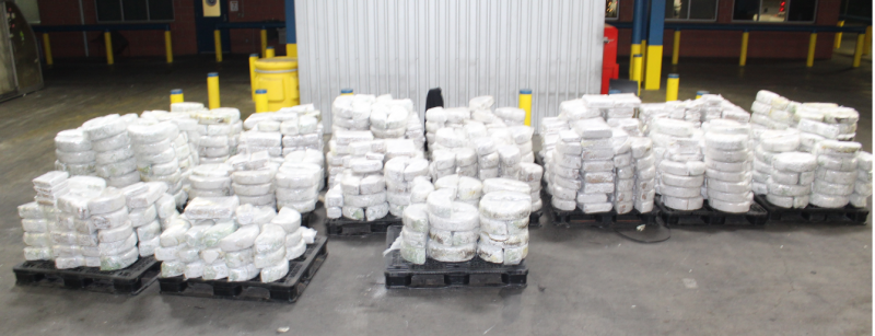Packages containing 7,704 pounds of marijuana seized by CBP officers at World Trade Bridge