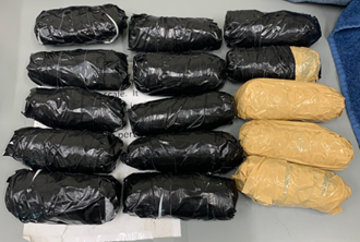 Packages containing $252,000 in methamphetamine seized by Border Patrol agents at the Falfurrias checkpoint