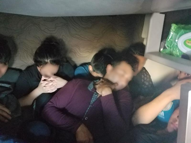 Border Patrol agents discovered 20 illegal aliens hidden within a tractor's sleeper compartment at the IH-35 checkpoint