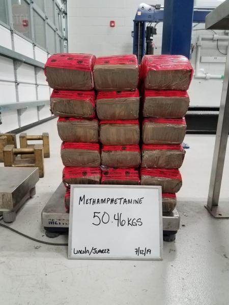 Packages containing 111 pounds of methamphetamine seized by CBP officers at Laredo Port of Entry
