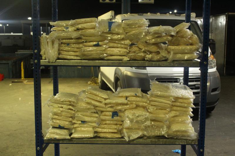 Packages containing nearly 165 pounds of methamphetamine seized by CBP officers at World Trade Bridge