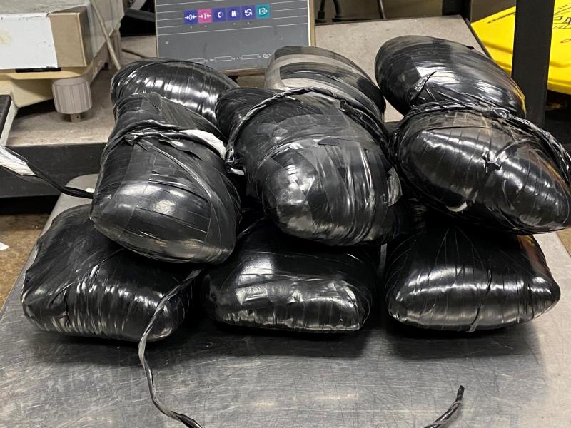 Packages containing nearly 16 pound sof methamphetamine seized by CBP officers at Eagle Pass Port of Entry