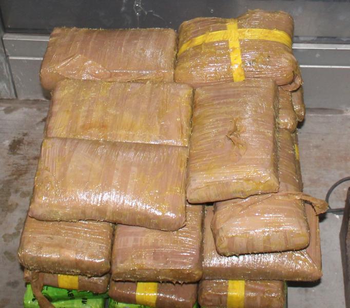 Packages containing nearly 88 pounds of cocaine seized by CBP officers at Pharr International Bridge.