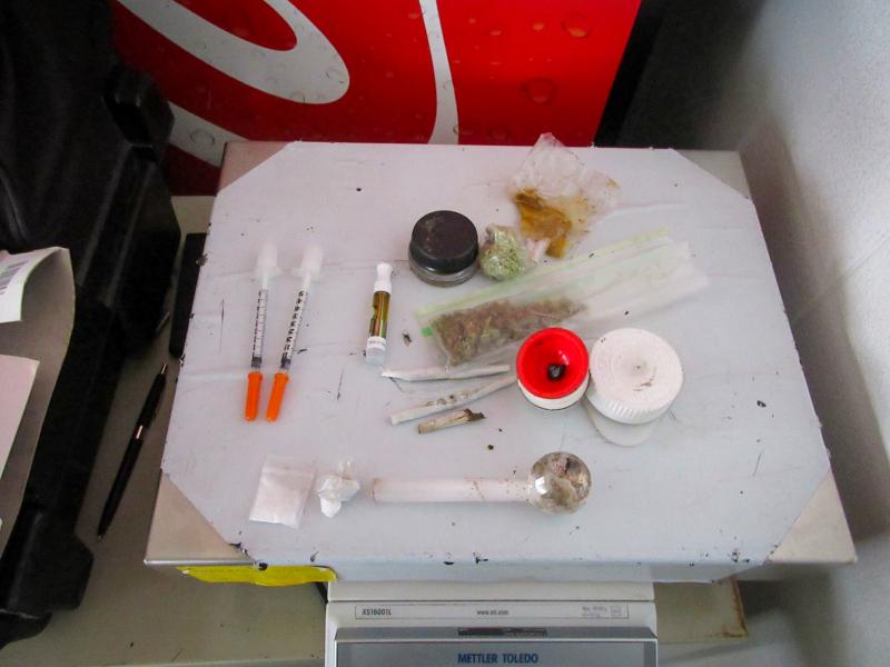 Assorted drugs seized at checkpoint.