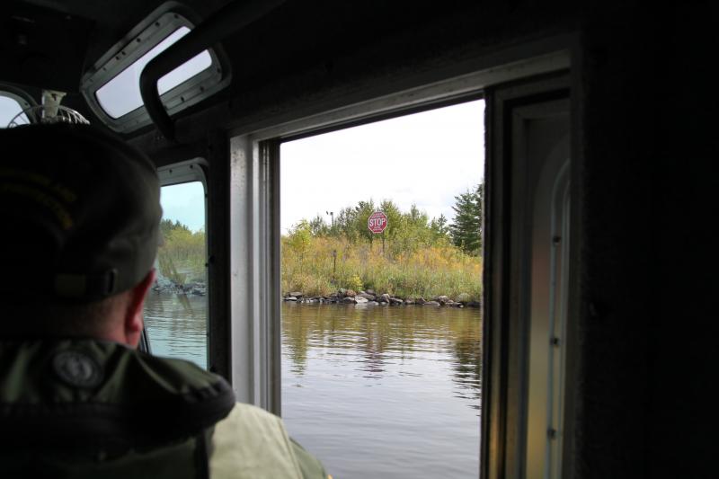 A U.S. Border Patrol agent patrols Rainy Lake