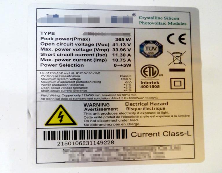 The solar panels displayed a counterfeit industry certification stamp though they were not certified to meet North American standards, which means they could pose a consumer safety threat or potentially won’t work as advertised.