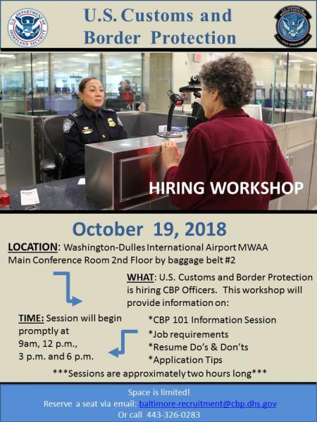 CBP Hiring Workshop Poster