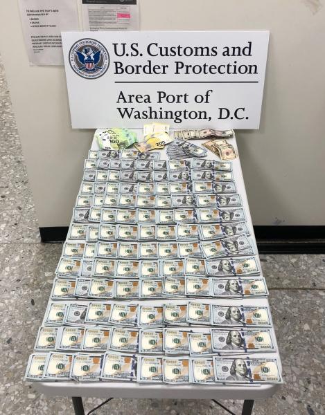 U.S. Customs and Border Protection officers seized more than $101,000 in undeclared currency from a French national who flew from Ethiopia to Washington Dulles International Airport on May 8, 2021.