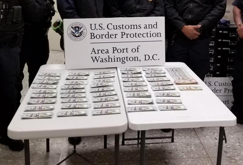 CBP officers seized more than $47,000 in unreported currency at Washington Dulles International Airport on January 29, 2021 from a woman traveling to The Netherlands.
