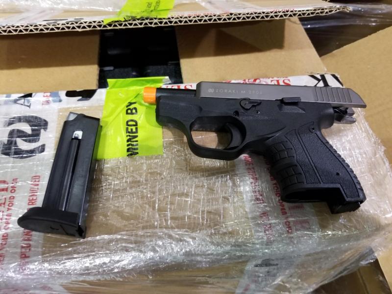 U.S. Customs and Border Protection officers at Washington Dulles International Airport seized 240 blank guns May 28, 2021, that can easily be converted into firearms for violating firearms import laws.