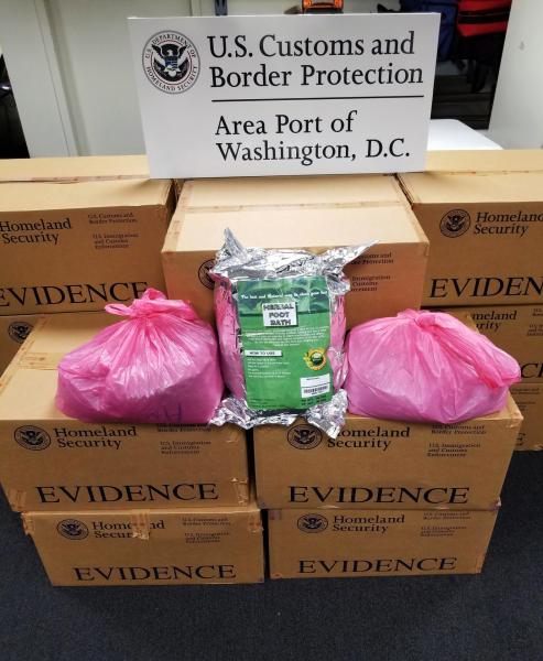 Customs and Border Protection officers seized 761 pounds of khat shipped from Nigeria at Washington Dulles International Airport June 18, 2020