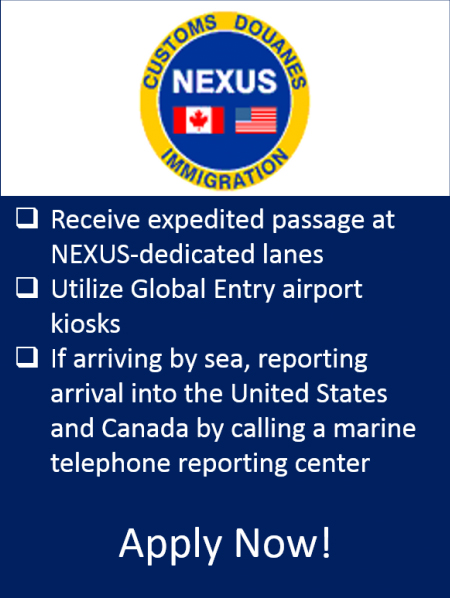 CBP NEXUS trusted traveler membership helps traveler expedite travel between the United States and Canada.