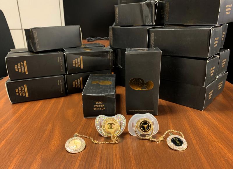 Customs and Border Protection officers seized counterfeit and potentially harmful baby pacifiers in Pittsburgh on September 9, 2020.