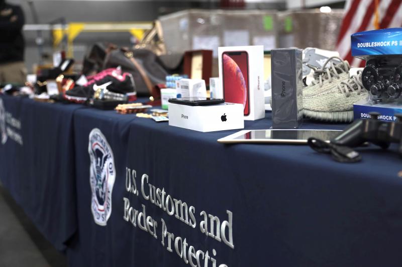Counterfeit goods on display at JFK.