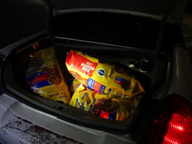 Marijuana concealed in dog food bags.